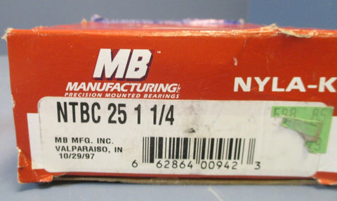 MB NTBC25 1 1/4 Pillow Block Bearing 1-1/4" Bore, 2 Bolt, 4-1/4" Block Width NIB