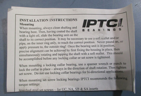 IPTCI Bearings SUCSTRS20516 Take Up Bearing 1" Bore Set Screw Lock