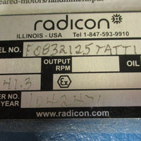 Radicon F0832125TATTI 141.3:1 Ratio Gear Reducer Parallel Shaft Gearbox