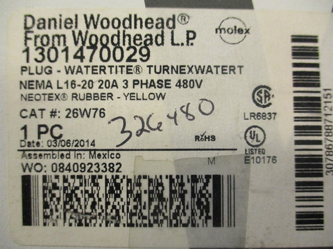 Molex Woodhead 1301470029 Watertite Extreme Plug With Locking Blade 3 Phase 480V