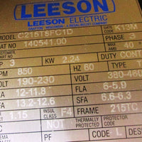 Leeson C215T8FC1D Electric Motor 3 Phase, 3 HP, 850 RPM 140541.00