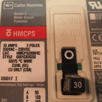 Cutler Hammer HMCPS030H1C SerC Motor Circuit Protector Breaker 30A w/ Aux Switch