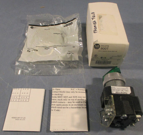 Allen Bradley 800T16HG17KB6AX Ser U 30mm Selector Switch 800T PB 120V 0.9/1.6W