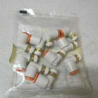 LOT OF 10 (1PK) SMC BRASS PUSH CONNECT ELBOW TUBE FITTINGS KQ2L0901AS