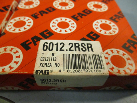 LOT of (2) FAG 6012.2RSR DEEP GROOVE BALL BEARING 02121112