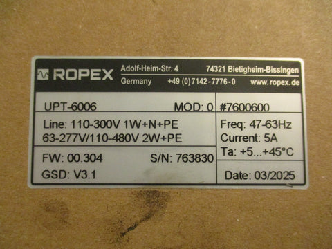 Ropex UPT-606/400VAC Temperature Controller Ultra-Pulse 380-415V 47-53Hz