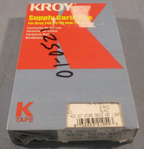 Kroy 2404220 Shrink Tubing Supply 1/4" White For 240 ST/TM 600/TM 650 Sealed