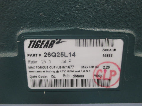 Dodge Tigear Gearbox 25:1 Ratio 2.26 Max HP 26Q25L14