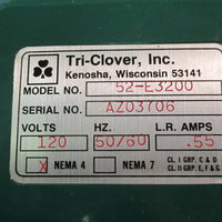TriClover Nema 4 Electric Valve Actuator Model 52E3200 120 Volt