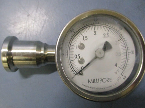 Millipore B26525 Stainless Steel Analog Sanitary Gauge 0-60psi 0-4bar