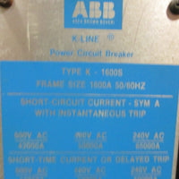 ABB KLine Power Circuit Breaker Type K1600S Power Shield SS3 609903T503