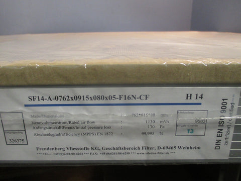 FREUDENBERG  Filter Panel SF14A0610X0762X080X05F16NCF