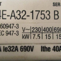 Allen Bradley 194EA321752 Ser B Disconnector Switch 32A 600VAC Missing Screws