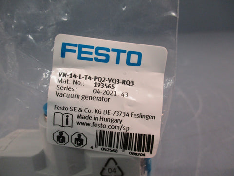 FESTO 193565 VN-14-L-T4-PQ2-VQ3-RQ3 Vacuum Generator