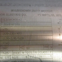 Baldor Reliance CSSWDM3542 Washdown Duty Motor .75 HP 1740 RPM 5/8" Shaft Dia