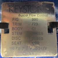 Keystone 990 Butterfly Control Valve 4" 316SS Stem and Disc 150 PSI