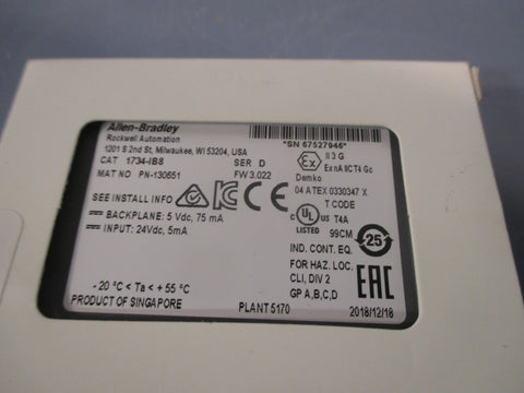 AllenBradley 8Point Digital Input Module Series D 1734IB8