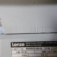Lenze Motor MGFRKTA 090-22 A2E 170 2.54hp 220-240v 50/60HZ TD-3