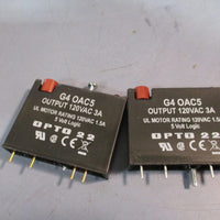 Lot of 2 OPTO 22 5 Volt Logic 120VAC 3A Output Module G4OAC5
