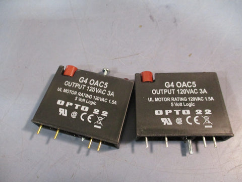Lot of 2 OPTO 22 5 Volt Logic 120VAC 3A Output Module G4OAC5