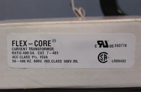 Flex-Core 7-401 Current Transformer 400:5A Ratio 15VA NIB