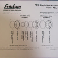 Fristam Pumps 1802601252 Seal Kit 757 Single Seal Kit C/C/FEKM