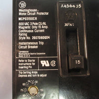 Westinghouse MCP03150CR 15A Motor Circuit Protector Breaker w/ Aux Wiring Used