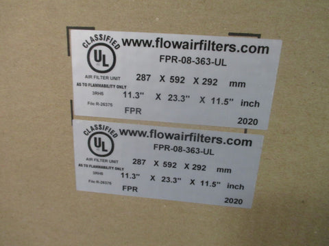 Lot of 2 FlowAirFilters Air Filter Unit 11.3" x 23.3" x 11.5" Inch FPR08363UL