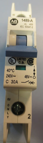 Allen Bradley 1489A1C3000 Ser. A 30 Amp Circuit Breaker 240VAC 48 VDC