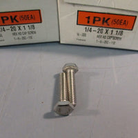Lot of (2) 1/420 x 11/8" Hex Head Cap Screw Bolt  188 SS 1H25C112 (50EA)
