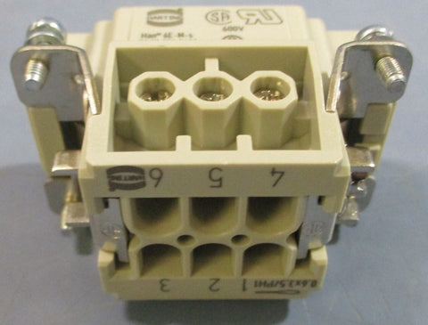 (Lot of 3) Harting HAN 6E-M-s Connector Plug 09 33 006 2601, 16A, 500V, 6kV 3