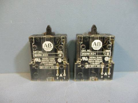 AllenBradley 800MXD1 Ser. B Contact Block LOT OF TWO