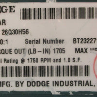 Dodge Tigear 26Q30H56 Gearbox 30:1 Ratio 2HP Max Input 17/16" Bore