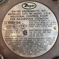 Dwyer Instruments 1950-04-2S Differential Pressure Switch Explosion-proof Used