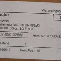 Sew Eurodrive WAF20 DRN63M2 Spiroplan Gearmotor 0.25kW 230/460V 50HZ 269 u/min