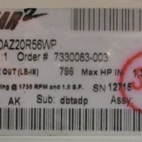 Dodge Tigear-2 20AZ20R56WP E-Z Kleen Reducer Gearbox 20:1 Ratio 1" Shaft Dia