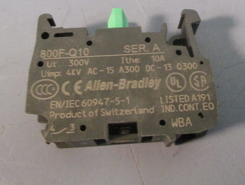 AllenBradley Contact Block, Normally Open 10A Ser. A 800FQ10