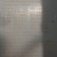 Hubbell HBLDS6J CircuitLock Disconnect Switch HBLDS6 Type 4X, 12X 60A 600VAC