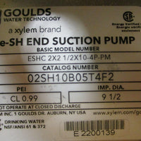 Goulds 02SH10B05T4F2 eSH End Suction Pump 91/2" Imp Dia 5HP ESHC 2X2 1/2X104P