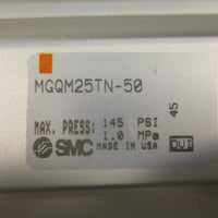 SMC MGQM25TN-50 Pneumatic Guide Slide Cylinder 145PSI 1MPa 25mm Bore