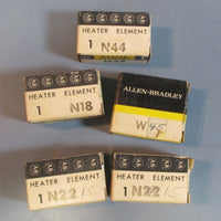 Lot of 5 Various Allen Bradley Heater Elements N44, N15 & W45 NOS