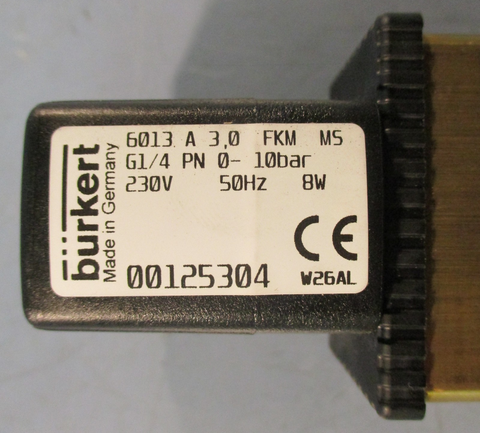 Burkert 00125304 Solenoid Valve 230V 50Hertz 6013 A 3.0 FKM MS