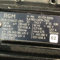 RGM 1LA7063-4AB19-ZN02 GEAR 0.21KW 460V-AC 1650RPM 3PH MOTOR