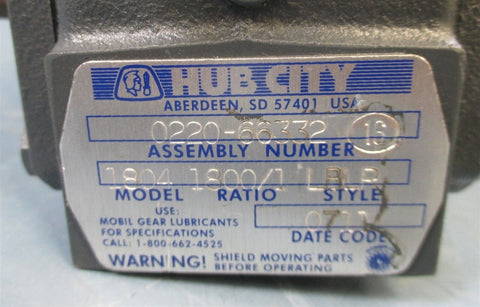 Hub City Model 1804 Gear Reducer 1800:1 Ratio, Style LBLR NWOB