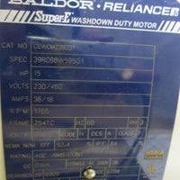Baldor Reliance CEWDM23933T Washdown Duty Motor 15HP 1765RPM 15/8" Shaft Dia