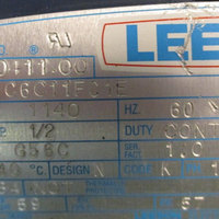 Leeson 110411.00 Motor 1/2 HP 1140 RPM 208230 Volt 1 Phase C6C11FC1E