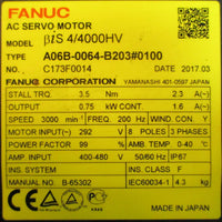 Fanuc A06B0064B203#0100 AC Servo Motor Bis 4/4000HV 3PH 14mm Shaft Dia.