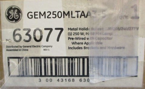 GE 63077 Metal Halide Ballast Kit 120/208/240/277V GEM250MLTAA35 250W