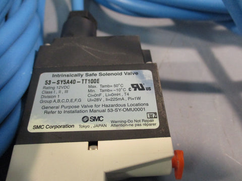 SMC 53-SY5140-TT100E Dbl Intristically Safe Solenoid Valve 53SY116TT100 w/Cables