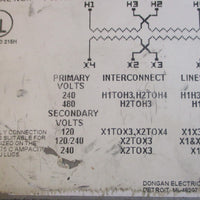 Dongan 950102 Single Phase General Purpose Transformer 240/480V 2kVA 50/60Hz